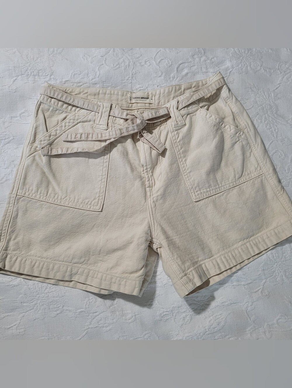 Lucky Brand Neutral Tie-Waist Utility Shorts Size 6/28